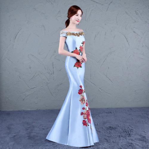 Evening Dresses cocktail party banquet dress vestido de banquete de cóctel Fishtail dinner party retro cheongsam dress sexy evening dress