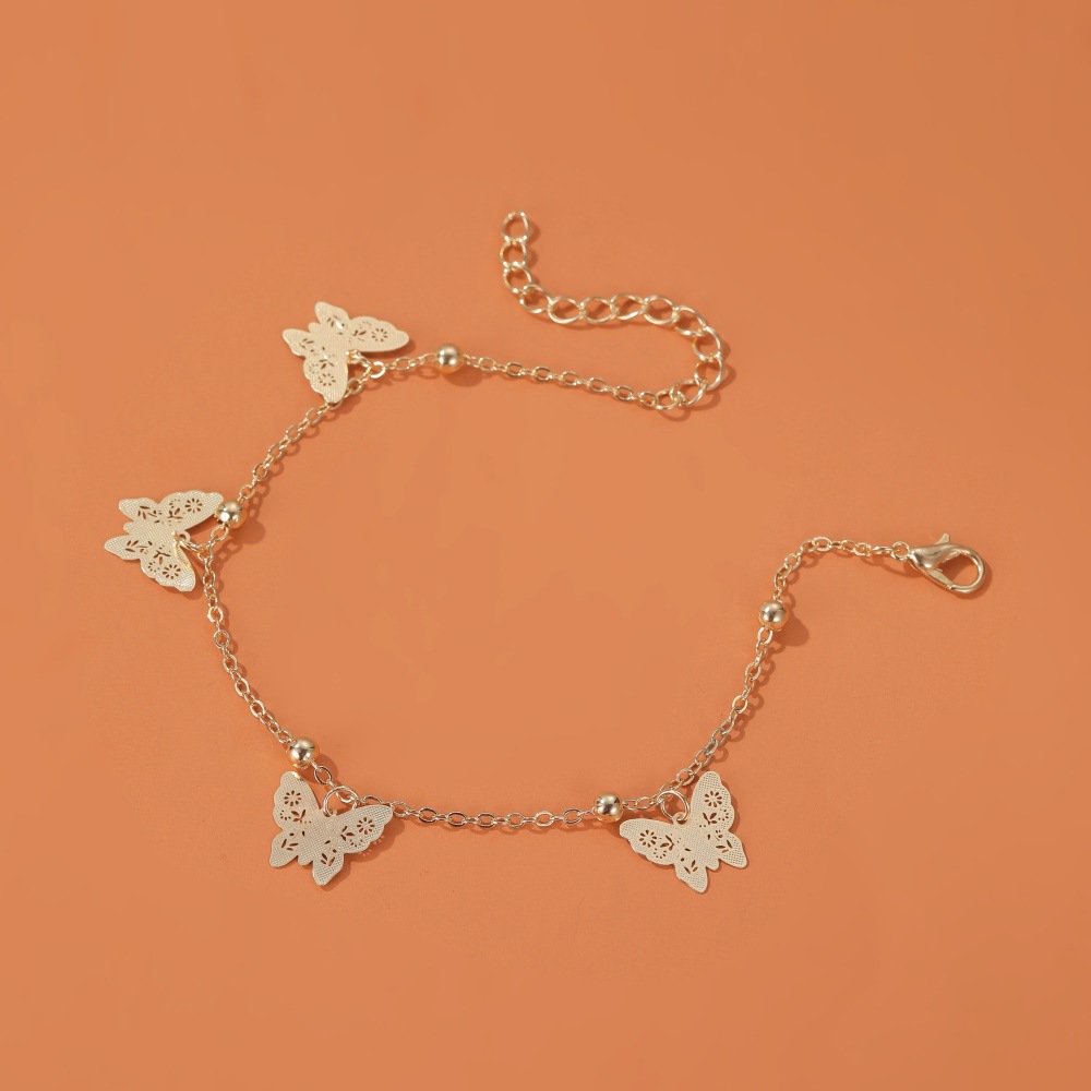 New Anklet Hollow Butterfly Pendant Anklet Summer Beach Four Butterfly Anklets Wholesale Nihaojewelry display picture 4