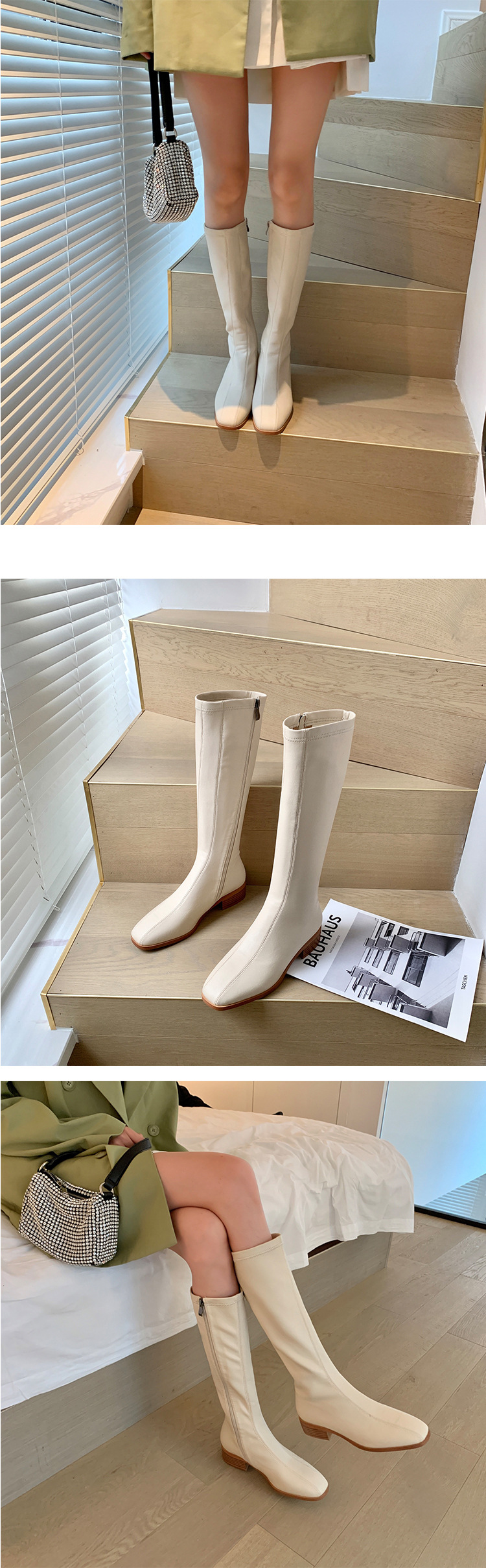 Chiko Enye Square Toe Block Heels Boots