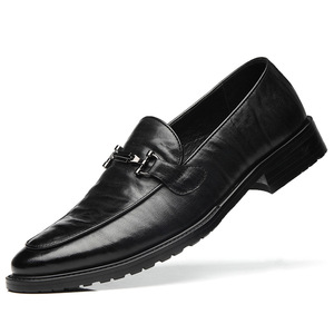 男鞋山羊皮男士婚鞋真皮正装皮鞋男一脚蹬商务休闲皮鞋男一件代发