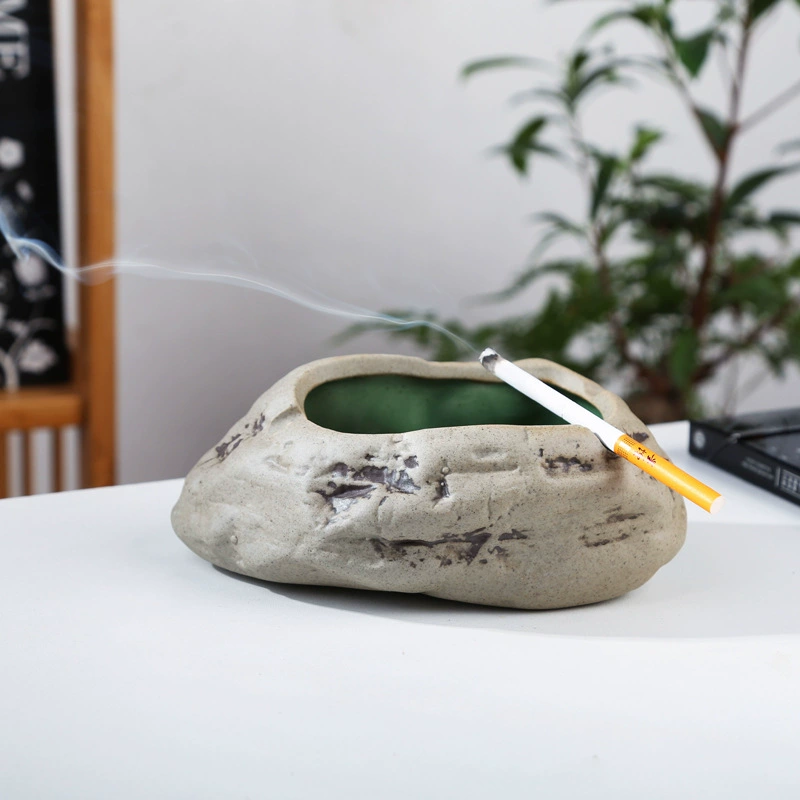 Керамическая пепельница под камень в китайском стиле для офиса и дома, для журнального столика в гостиной, модный ретро-декор, новый китайский стиль