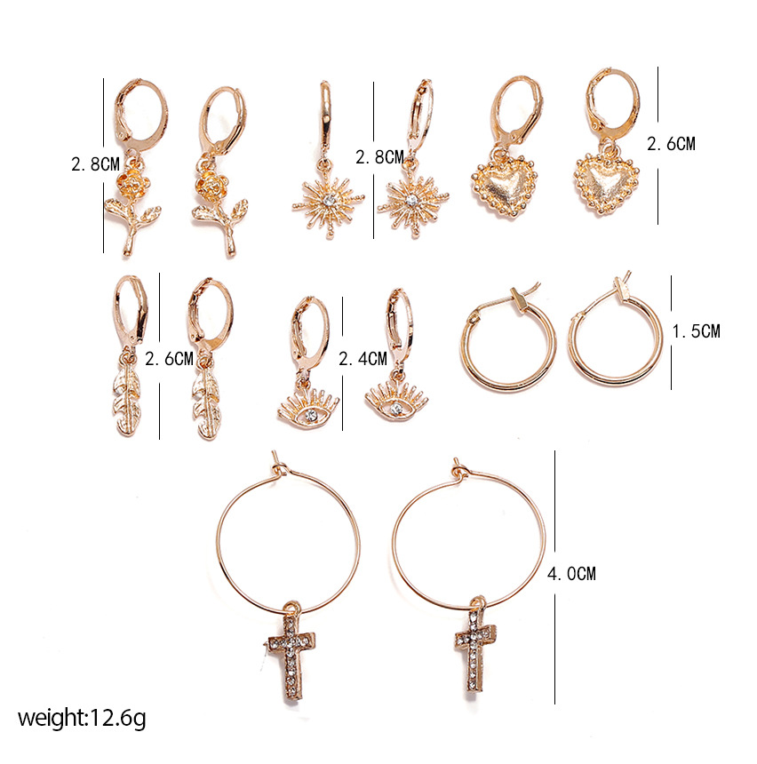 Mode Nouvelle Fleur À La Mode Simple Amour Laisse 7 Pièces Ensemble Boucles D&#39;oreilles Nihaojewelry Gros display picture 1