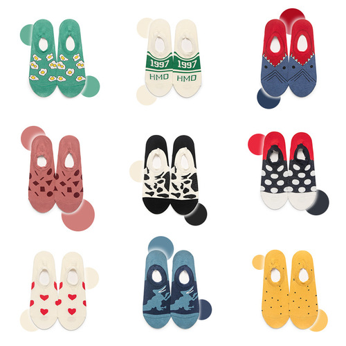 Couple cotton socks, personalized invisible boat socks, sports street style socks, European and American trendy socks for men and women