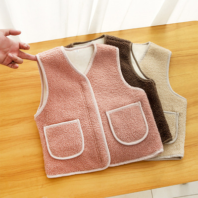 children Sherpa Vest men and women Plush 2020 spring and autumn baby grain thickening Plush vest