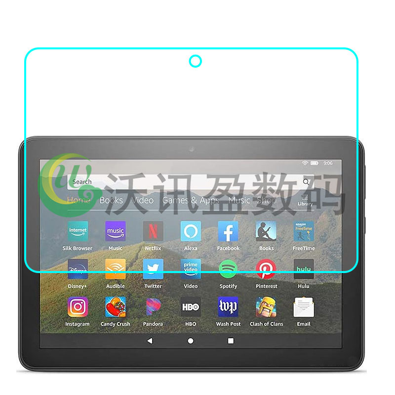 For Amazon Fire HD8 flat tempered glass film arc edge screen protector film HD explosion-proof 2020