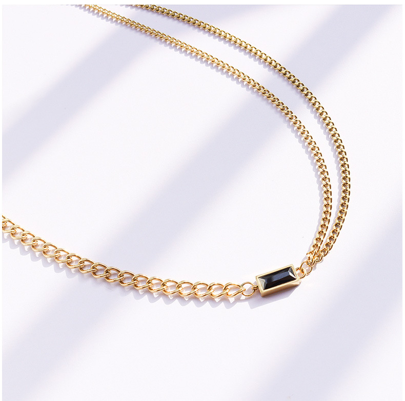 trendy chain zircon double chain stacking necklace