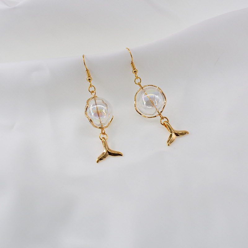 Fashion Simple Bubble Glass Ball  Earrings Simple Fish Tail Earrings  Wholesale display picture 2