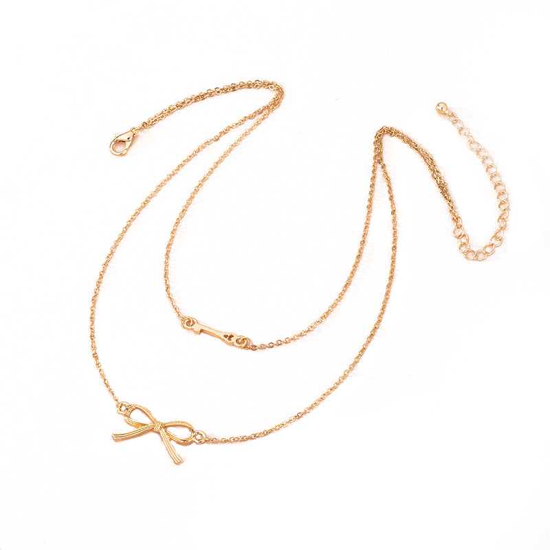 Korea's New Multi-layer Bowknot Clavicle Chain Simple Fashion Necklace Wholesale display picture 5