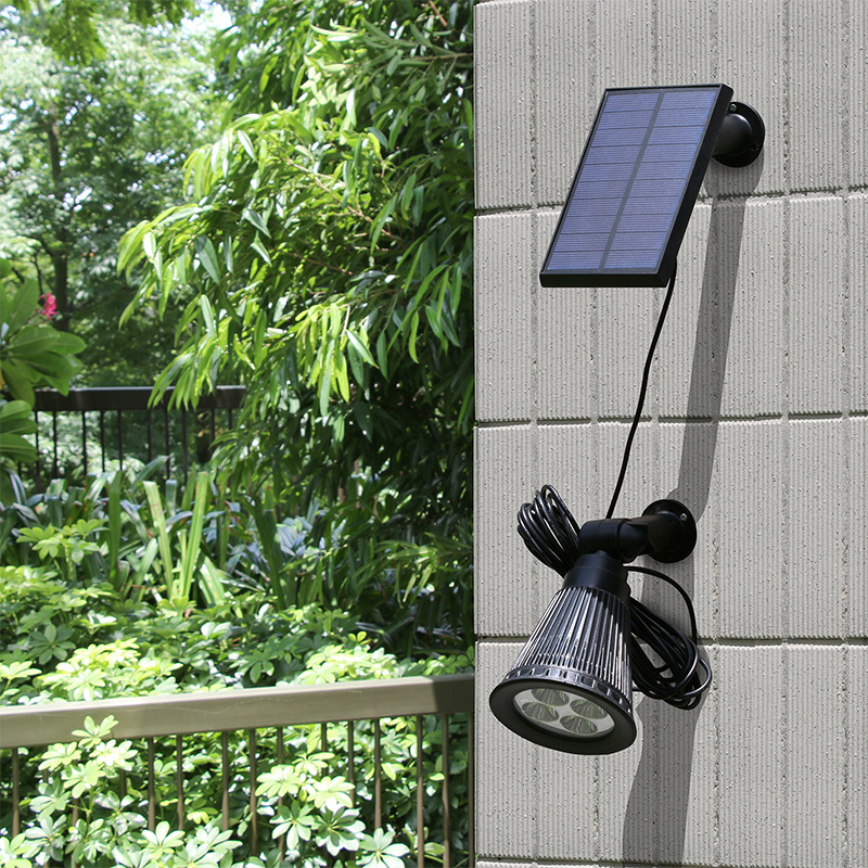 颖豪太阳能灯 分体射灯高亮2W 室内花园可用照明灯 墙壁灯4led