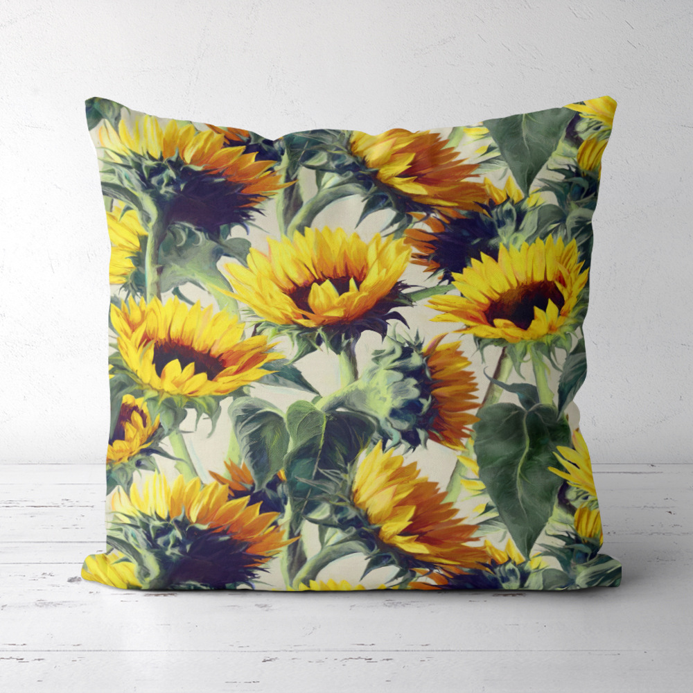 Cactus Sunflower Pillowcase Fabric Sofa Cushion Cover Home Pillowcase display picture 6