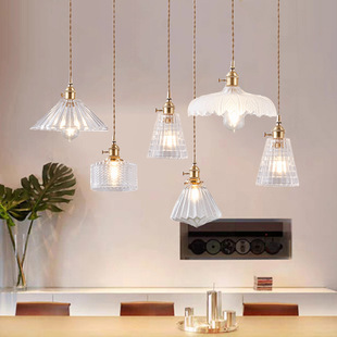 Nordic Simple Chandelier Creative Personality Restaurant Bedroom Vintage Hotel Hotel Bar Light Luxury Brass Glass Chandelier