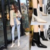 Club thick heel ultra-high heel square head lacquered snake short tube winter boots