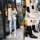566-nw1 European and American fashion sexy nightclub thick heel super high heel square head lacquered snake short tube winter boots