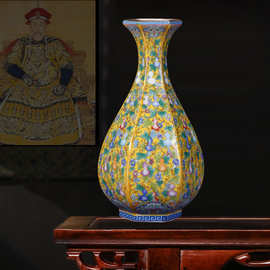 珐琅彩仿古花瓶景德镇陶瓷瓶摆件客厅青花瓷新中式博古架瓷器