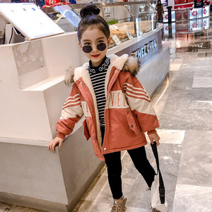 女童2020冬装新款字母兔毛服女中大童韩版洋气外套加厚潮批发