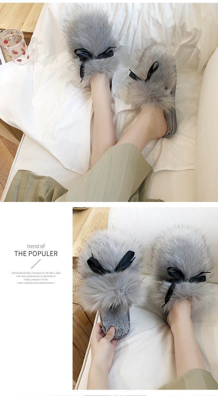 Autumn and winter female hairy warmth slippers nihaostyles clothing wholesale NSKJX71207