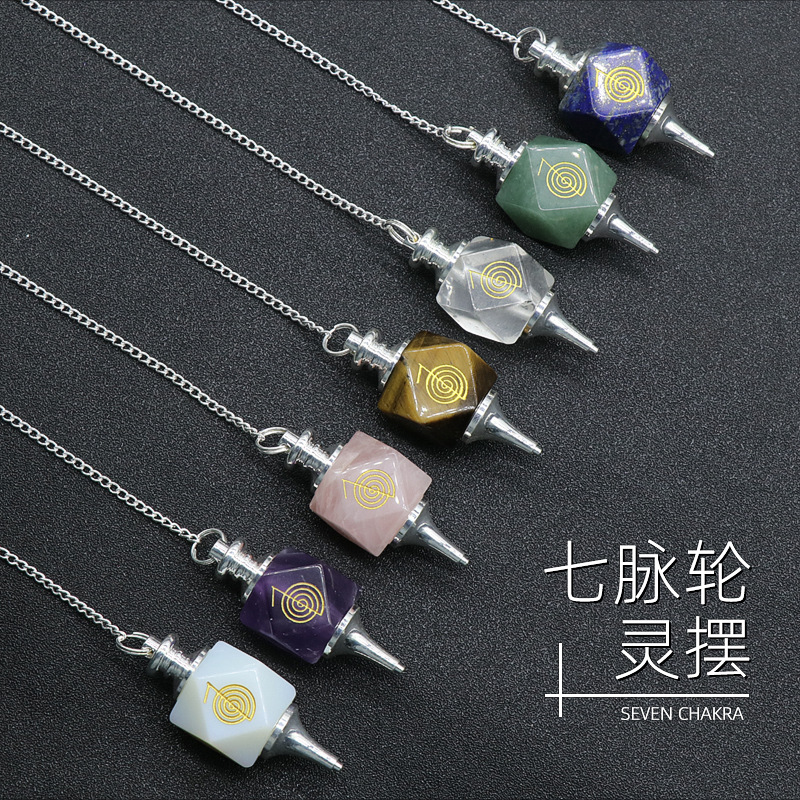 chakela amethyst powder crystal spirit pendulum green gold tiger eye stone healing necklace