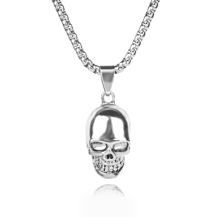 欧美项链复古 2021不锈钢骷髅不锈钢项链跨境吊坠详情图2