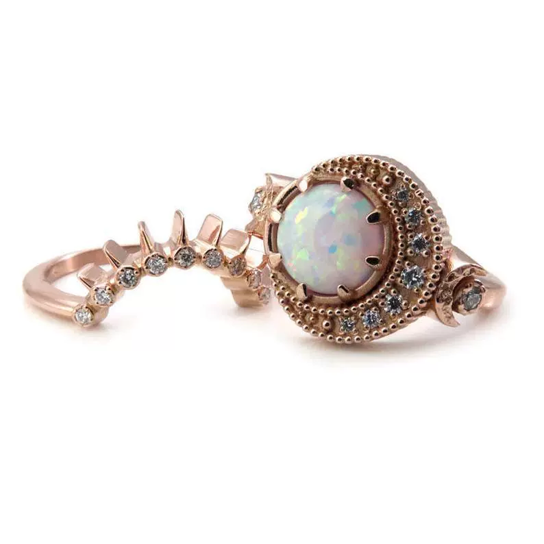 Metal ring, golden stone inlay for beloved, accessory, (Cross-border trading), European style, pink gold