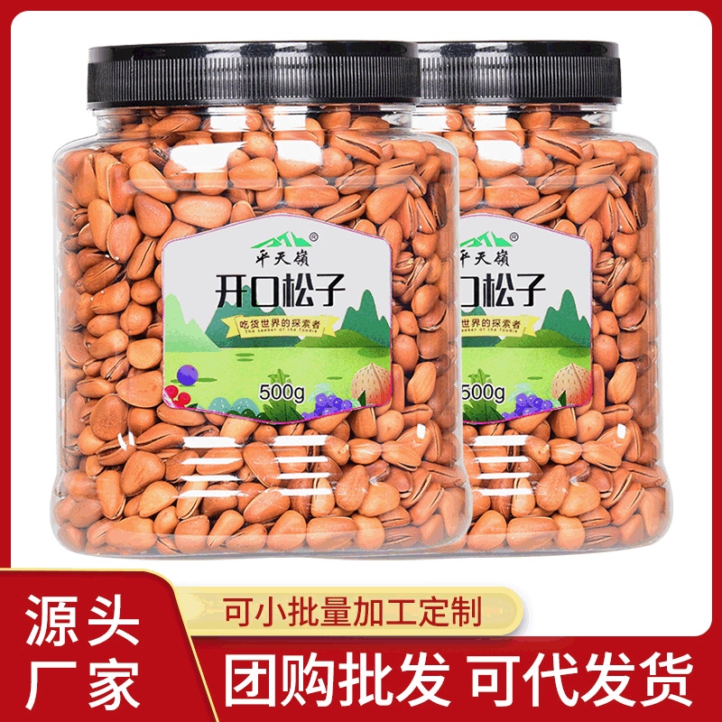 开口松子500g/罐装现货 休闲美味小零食坚果松子罐装厂家批发
