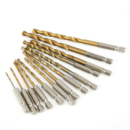 13pc hexagonal handle titanium-plated twist drill 1.5-6.5 high-speed steel hole opener wood iron sheet reaming drill bit