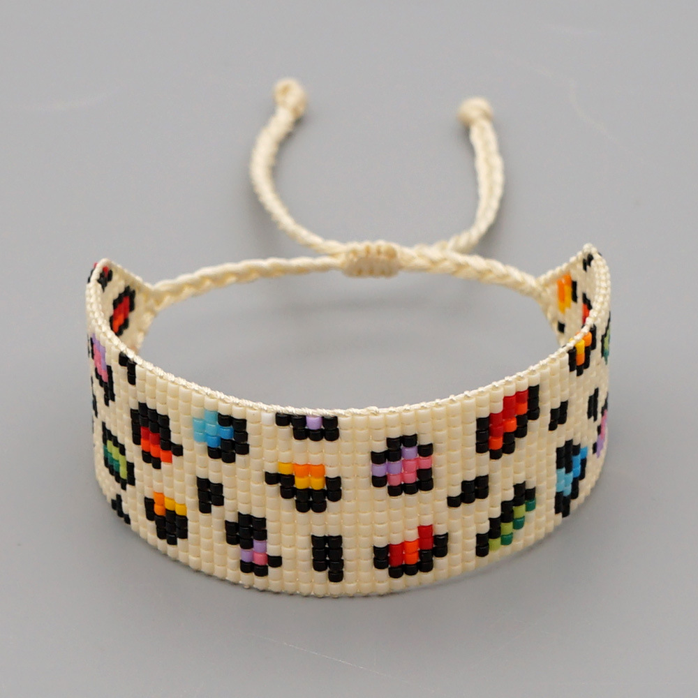 Pulsera De Pareja De Leopardo De Color Tejido A Mano Retro Bohemio display picture 9