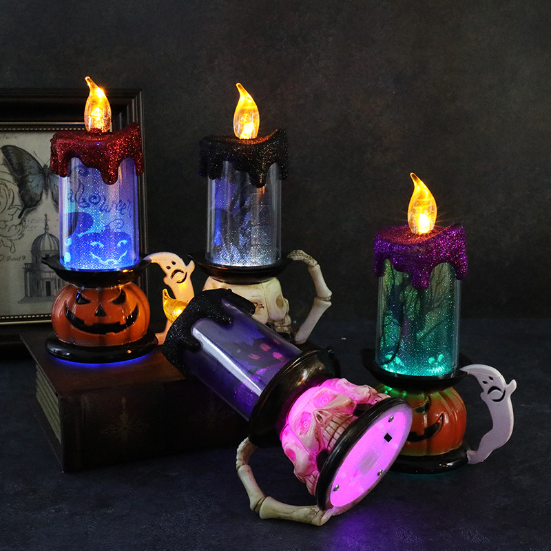 Led Candle Lamp Halloween Pumpkin Lantern Horror Decoration_voghion.com