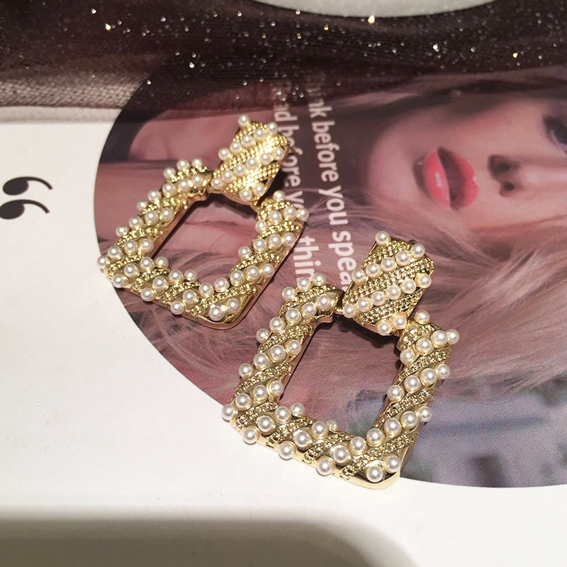 Square Pearl Earrings display picture 2