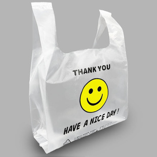 Transparent Smiley plastic bag supermarket shopping bag plastic packing bag fruit bag convenience bag plastic bag vest bag wholesale