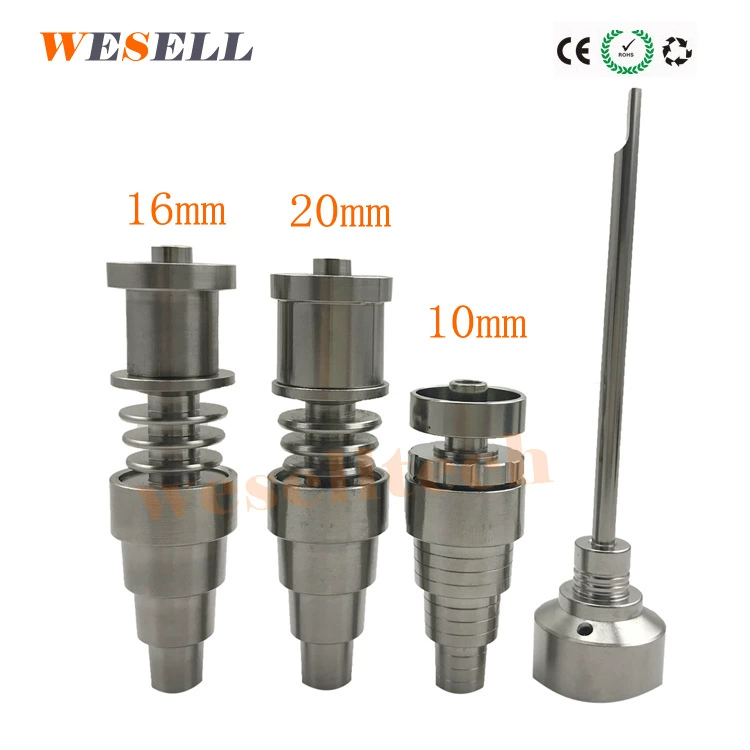 Титановый дымовой гвоздь 6 в 1 10/14/18 наружный и женский с нагревательным змеевиком 10/16/20 мм термостат сухого обжига