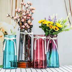 Factory Wholesale Nordic Rich and Auspicious Bamboo Glass Vase Home Decor Vase Ornament Living Room Dining Room Dry Flower Flower Arrangement Vase