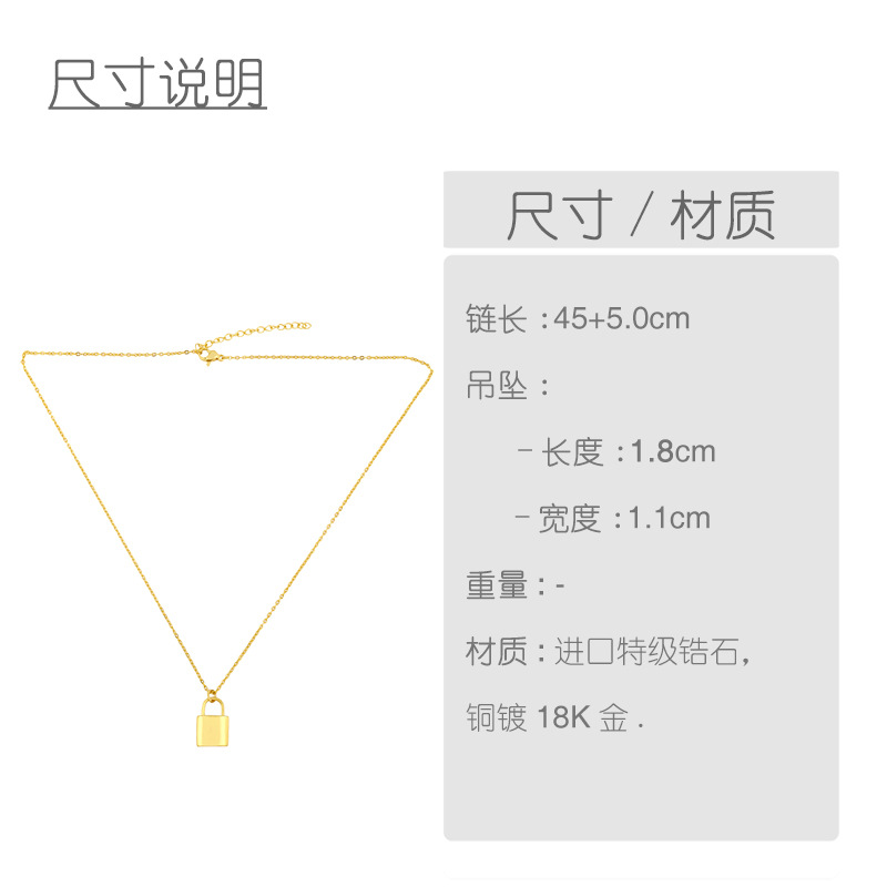 New Fashion Lock Pendant Jewelry Copper Clavicle Chain Necklace For Women display picture 1