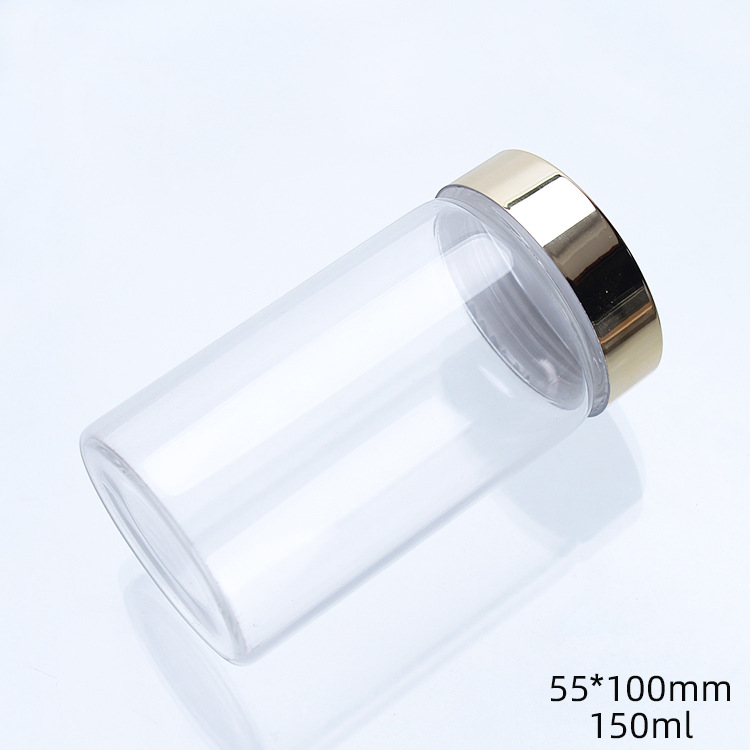 高硼硅150ml透明螺口带盖管制玻璃空瓶糖果密封保健食品瓶