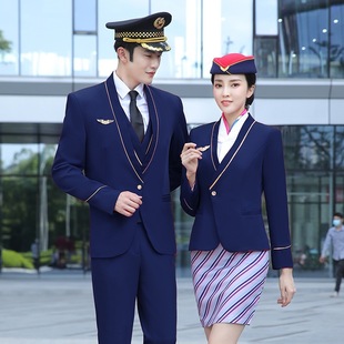 Stewardess Uniform Professional Men's and Women's Suit Sales Department Hotel Reception Beauty Work Clothes Suit Formal Wear Tooling