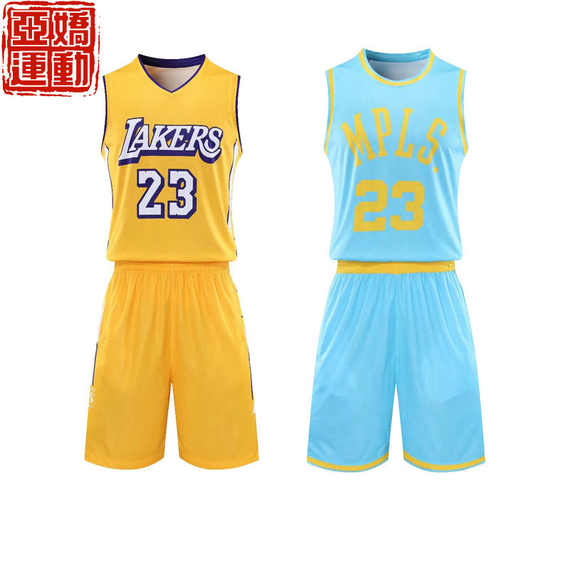 Lakers basketball uniform James No. 23 Jersey retro suit men's adult full body printed digital printed jersey