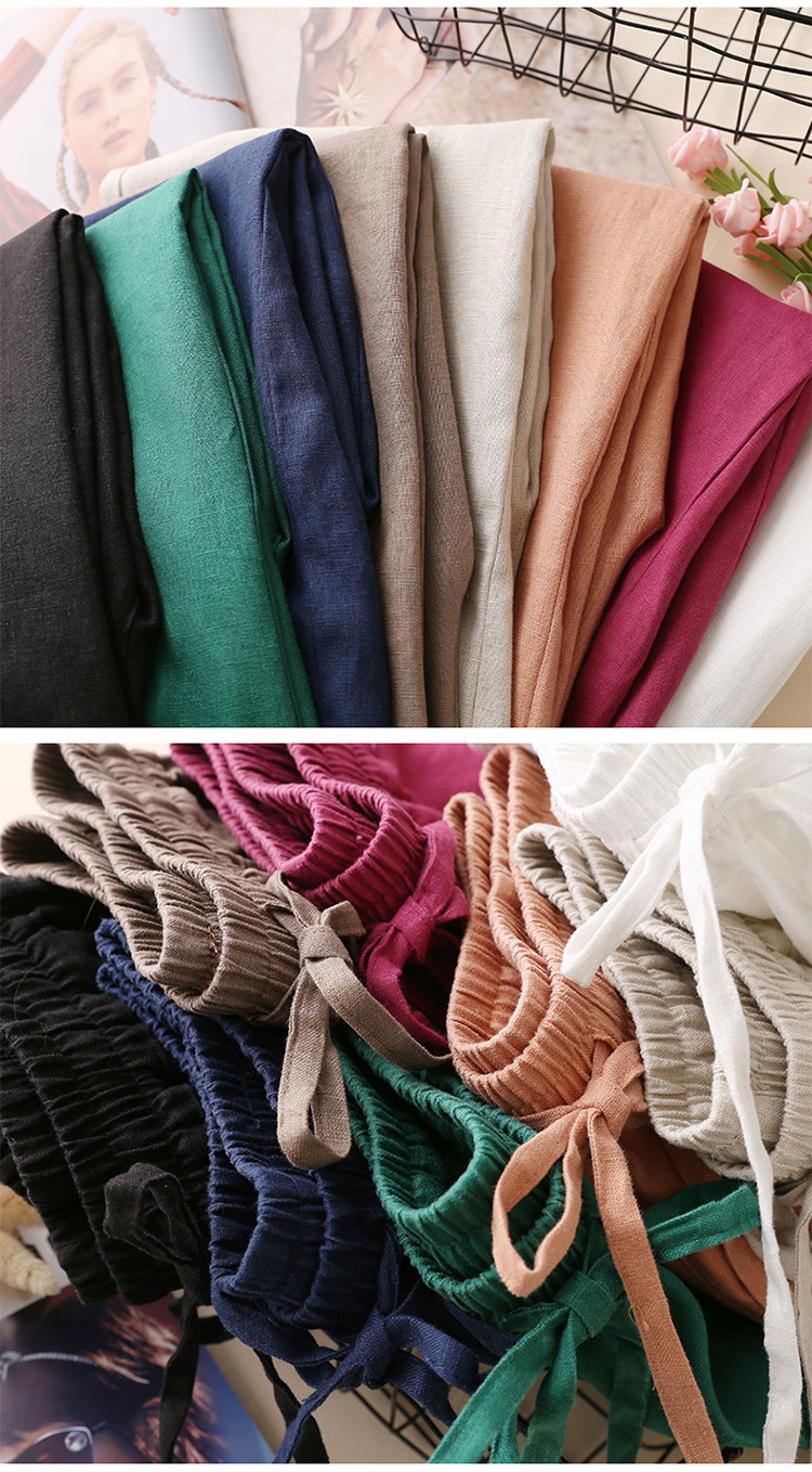 Title 5, Pantalones amplios de lino y algodón para mujer...