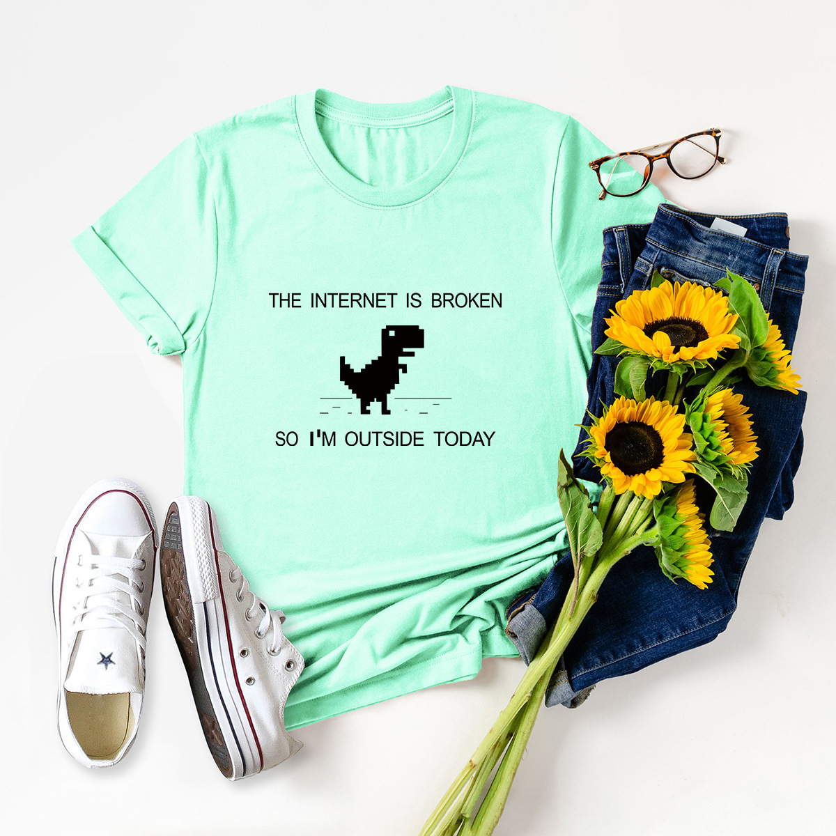 round neck animal dinosaur short-sleeved t-shirt NSSN3382