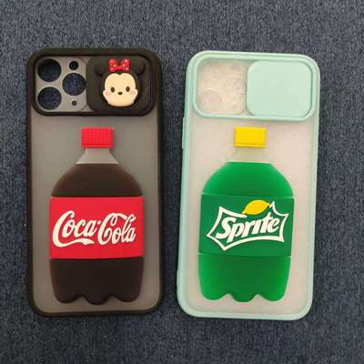 工厂直销创意可乐雪碧立体硅胶手机壳配件 适用iphone11手机壳贴|ms