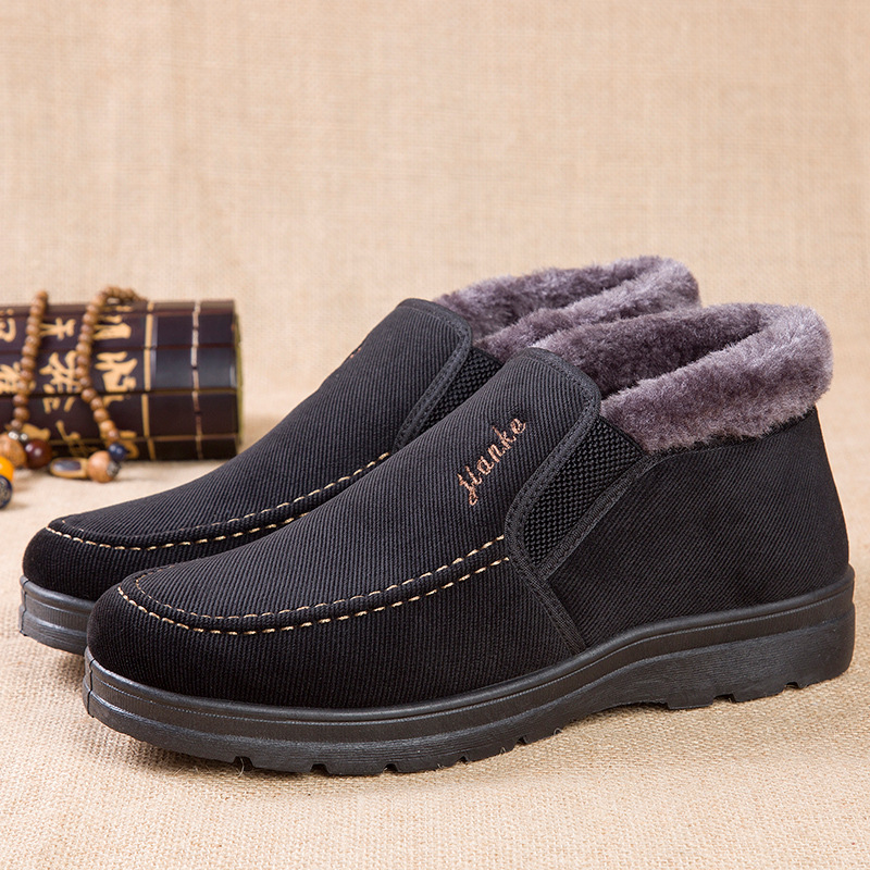 Old Beijing Cloth shoes Cotton-padded shoes Middle and old age non-slip soft sole dad winter Plush thickening A pedal the elderly