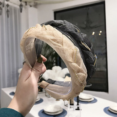 韓版髮飾頭箍女蕾絲網紗發窟手工編織麻花辮子鏈條發箍 hair band