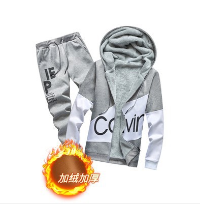 Spring And Autumn New Men'S Cardigan Hooded Sweater Suit