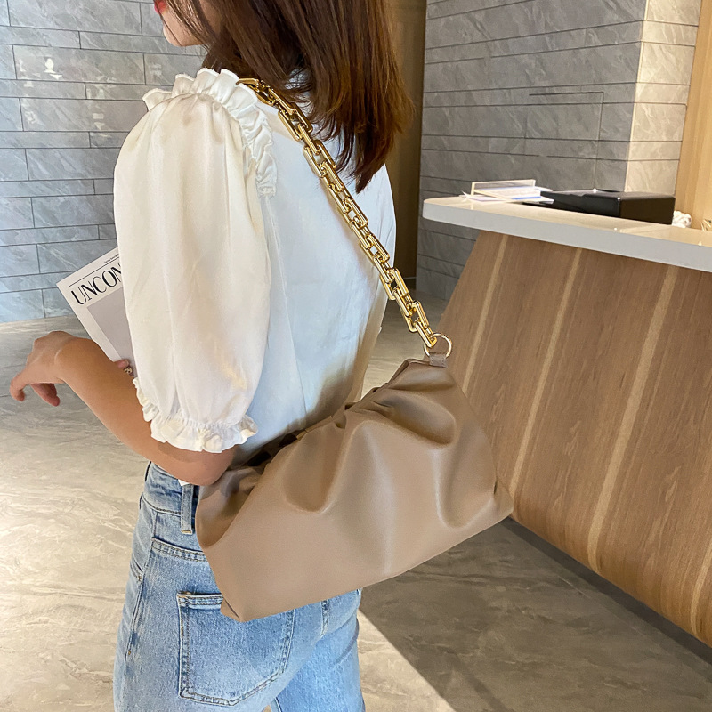 270g Weight Lock clasp Closure Type Single Shoulder Strap Strap Type Underarm Bag Bags Type Casual, Shopping Occasion Pu Leather Material Solid Color Pattern All Seasons Season Women's Gender Streetwear Style Medium Size Women's Medium Pu Leather Solid Color Streetwear Cloud Shape Lock Clasp Underarm Bag 37