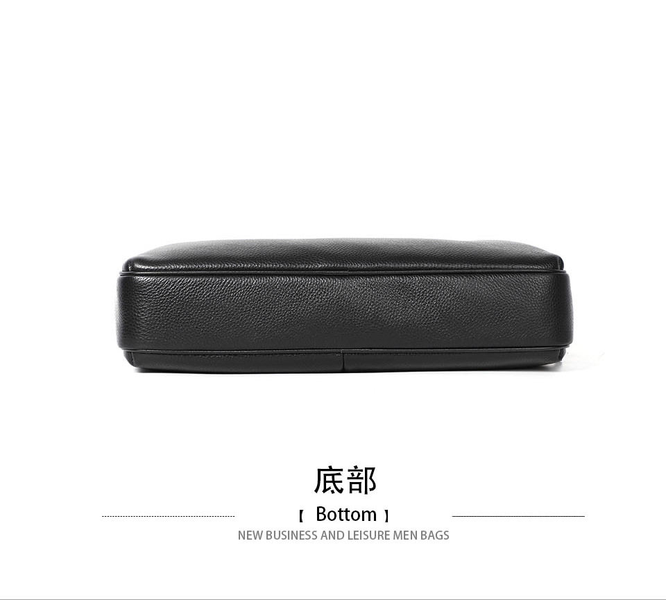 Túi xách nam da bò thật dung tích lớn 38×29×9 cm, túi công sở đeo chéo một vai — Màu đen chi tiết 14