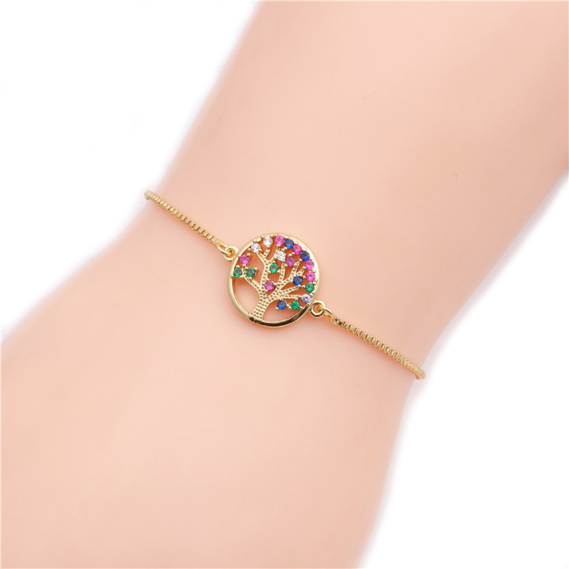 Hot Sale Micro-set Zircon Chain Color Chain Life Tree Valentine's Day Gift Bracelet Wholesale Nihaojewelry display picture 3