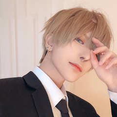 False girl wig for men, stylish short straight hair with bangs, synthetic wig, fluffy and natural, cosplay anime wigs