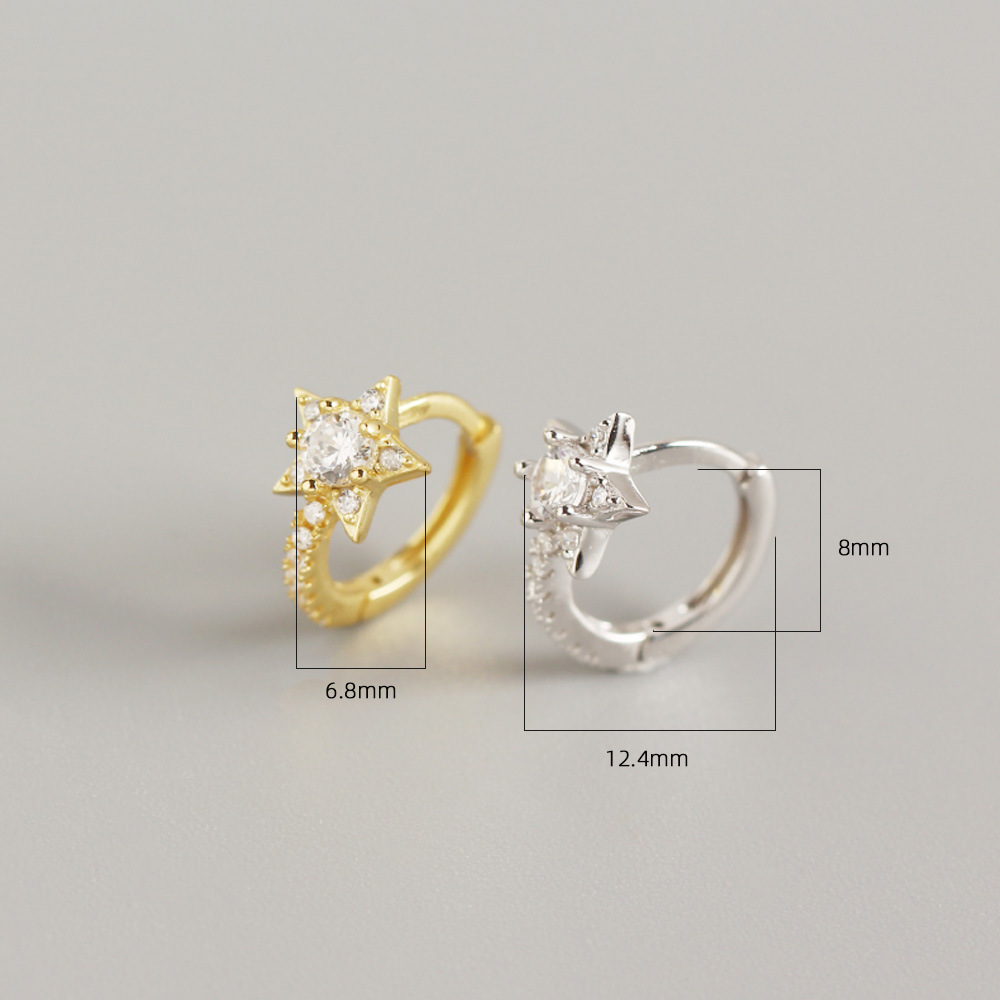 3g Weight 0.03µm Gold Plating Thickness S925 Sterling Silver Geometric Star Diamond Earrings Wholesale