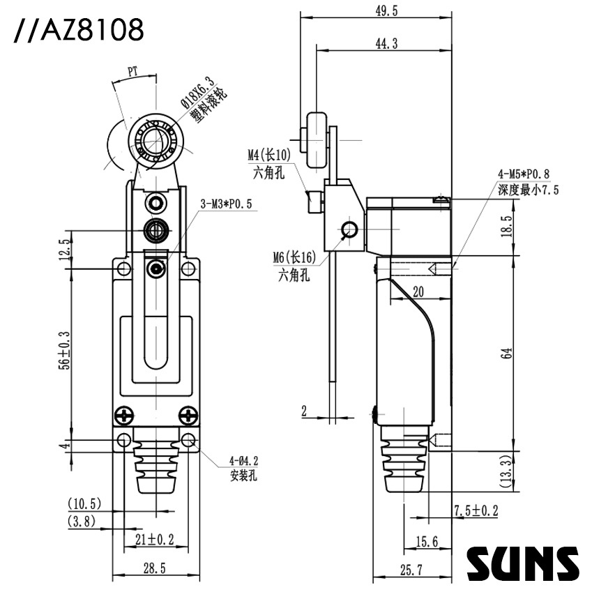 SUNSʵг̿AZ8108 ͨλСװռλسߴͼ