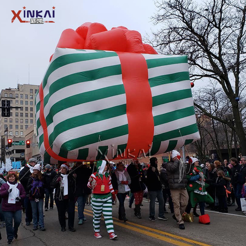 定制充气卡通活动气偶 大型升空圣诞礼盒 空飘气球升空圣诞气球