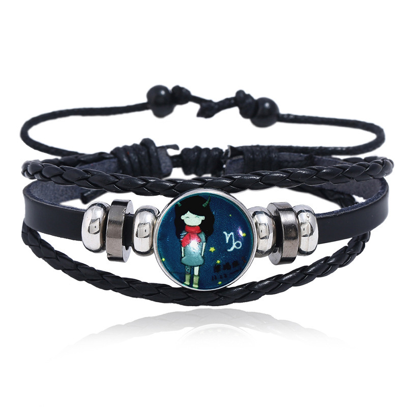 Luminous Gemstone Woven Korea Twelve Constellation Leather Bracelet Nihaojewelry display picture 6