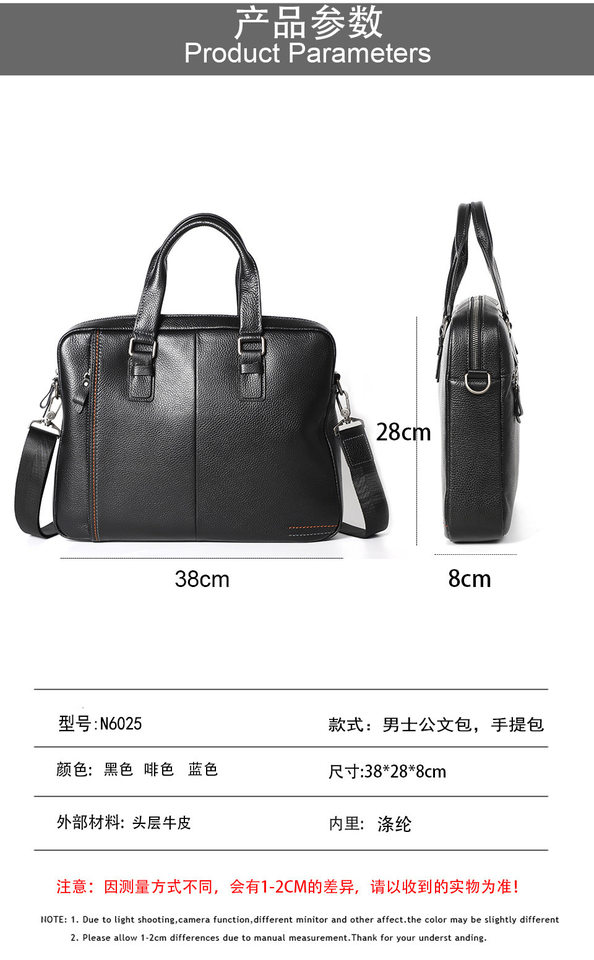 Túi xách tay nam da bò lớp đầu 28×38×8 cm kiêm túi đeo chéo, đựng laptop 13 inch — Màu cà phê, Màu xanh lam, Màu đen chi tiết 11